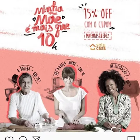 Solucasa Mother’s Day post “Minha mãe é mais que 10”: 15% off coupon