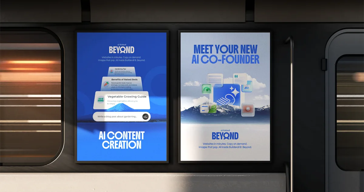 Subway posters: “AI Content Creation” and “Meet your new AI co-founder”
