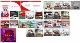 Reference board of Hiksemi brand materials featuring the elephant mascot