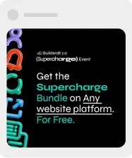 Social post: “Get the Supercharge Bundle on Any website platform. For Free.”