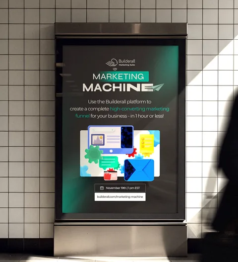 Subway poster for the Marketing Machine webinar, November 19th