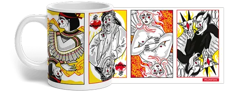 Santo Subversivo! art laid flat: cards with saints, sacred figures and devils