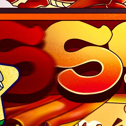 Detail: “SS” title lettering in red and gold