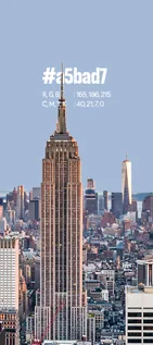 Palette card: light blue #a5bad7 over the New York skyline