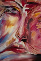 Detail of 'Love': nose and lips of a melting face