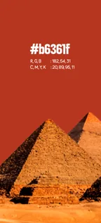 Palette card: brick red #b6361f over the pyramids of Giza